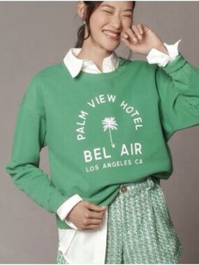 Maeve Green Palm View Hotel 'Bel Air' Graphic Sweatshirt